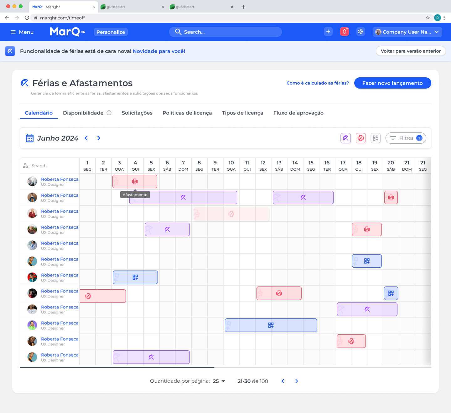 screenshot of MarQ HR